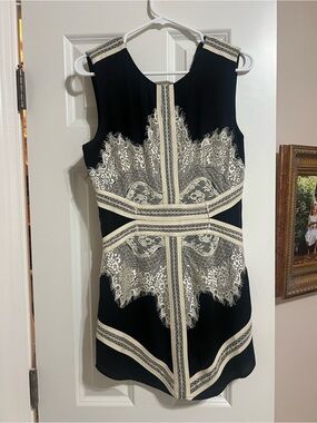 Black and cream cocktail Dress with Lace
